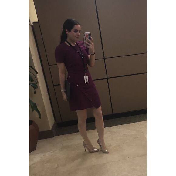 REBECCA MINKOFF Dark Raspberry Front Diagonal Buttons Barbara Dress size 0 - Picture 14 of 14
